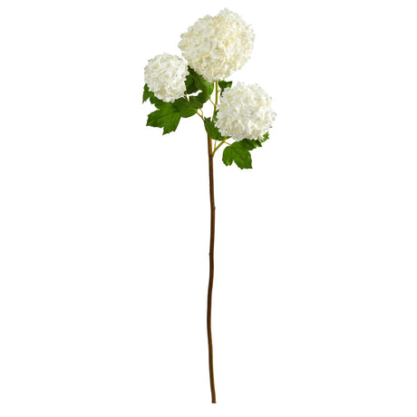 33” Snowball Hydrangea Artificial Flower (Set of 2)-Stem-Parc Decor