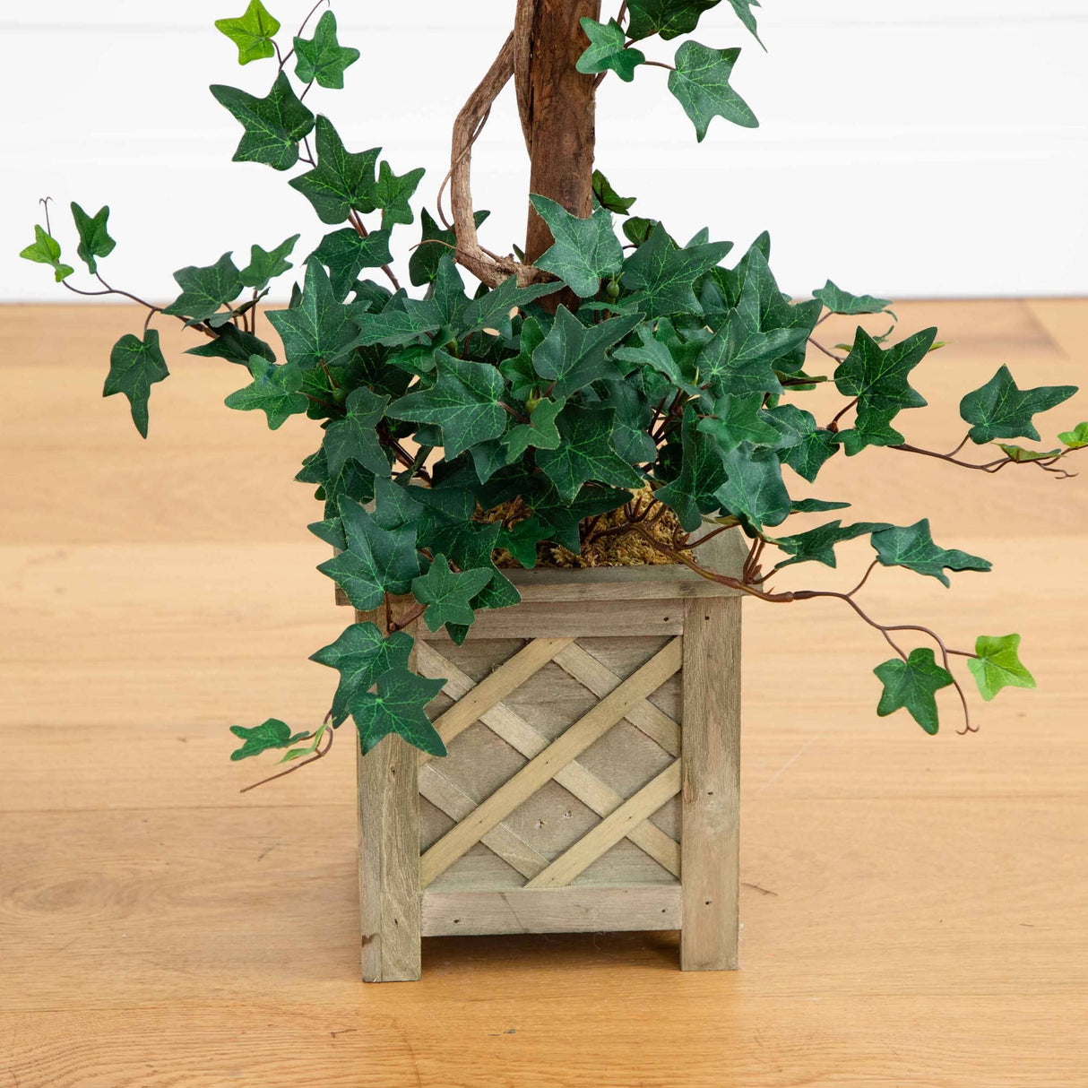 34" Bougainvillea Topiary w/Wood Box-Parc Decor
