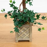 34" Bougainvillea Topiary w/Wood Box-Parc Decor