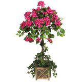 34" Bougainvillea Topiary w/Wood Box-Parc Decor