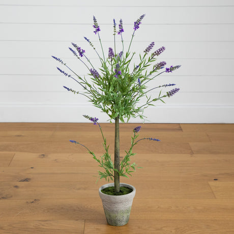 34” Lavender Topiary Artificial Tree-Parc Decor