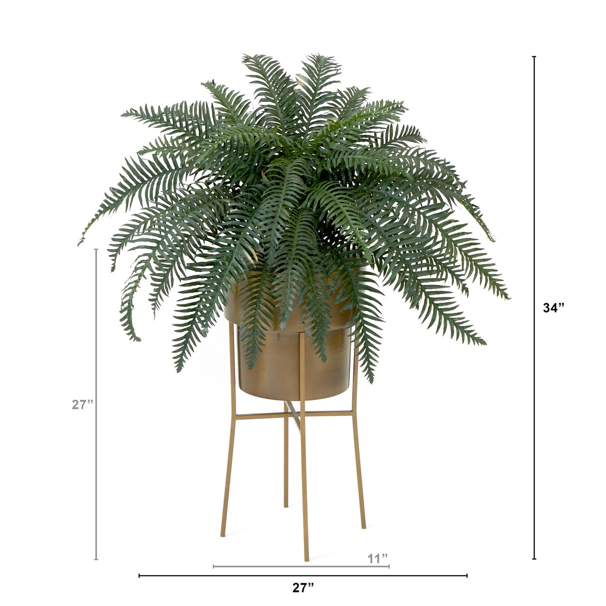 34” Artificial River Fern Plant in Metal Planter with Stand DIY KIT-Plant in Planter-Parc Decor