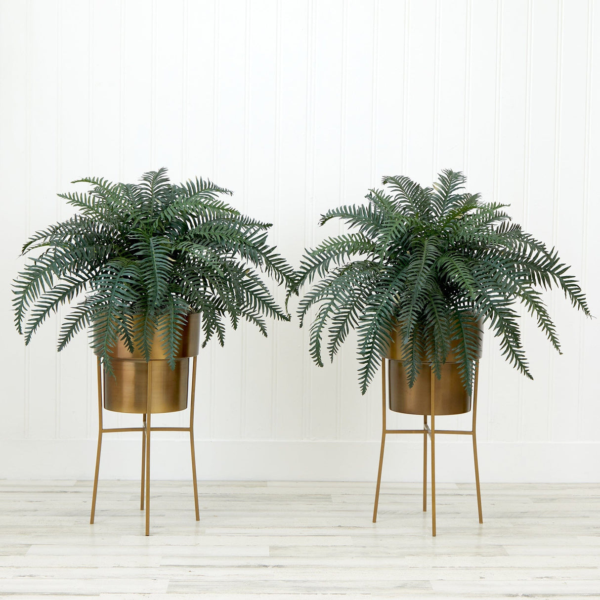 34” Artificial River Fern Plant in Metal Planter with Stand DIY KIT - Set of 2-Plant in Planter-Parc Decor