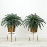 34” Artificial River Fern Plant in Metal Planter with Stand DIY KIT - Set of 2-Plant in Planter-Parc Decor