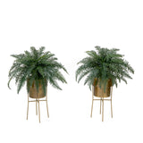 34” Artificial River Fern Plant in Metal Planter with Stand DIY KIT - Set of 2-Plant in Planter-Parc Decor
