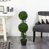 34” Boxwood Double Ball Topiary Artificial Tree (Indoor/Outdoor)-Tree-Parc Decor