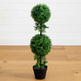 34” Boxwood Double Ball Topiary Artificial Tree (Indoor/Outdoor)-Tree-Parc Decor