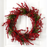34” Cypress Artificial Wreath with Berries and Pine Cones-Wreath-Parc Decor