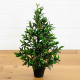 35” Olive Cone Topiary Artificial Tree UV Resistant (Indoor/Outdoor)-Parc Decor