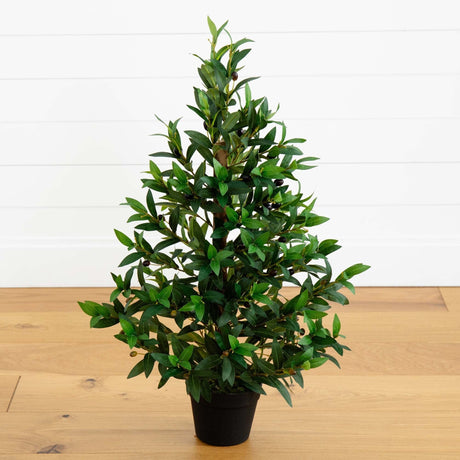 35” Olive Cone Topiary Artificial Tree UV Resistant (Indoor/Outdoor)-Parc Decor