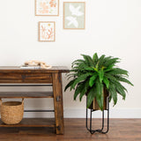 35” Artificial Boston Fern in Brass Metal Planter with Stand-Plant in Planter-Parc Decor