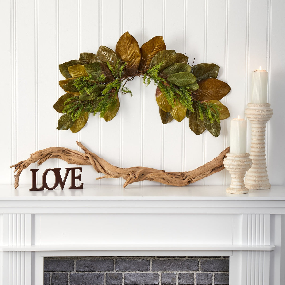 35” Fall Magnolia Leaf Artificial Swag-Swag-Parc Decor
