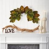 35” Fall Magnolia Leaf Artificial Swag-Swag-Parc Decor