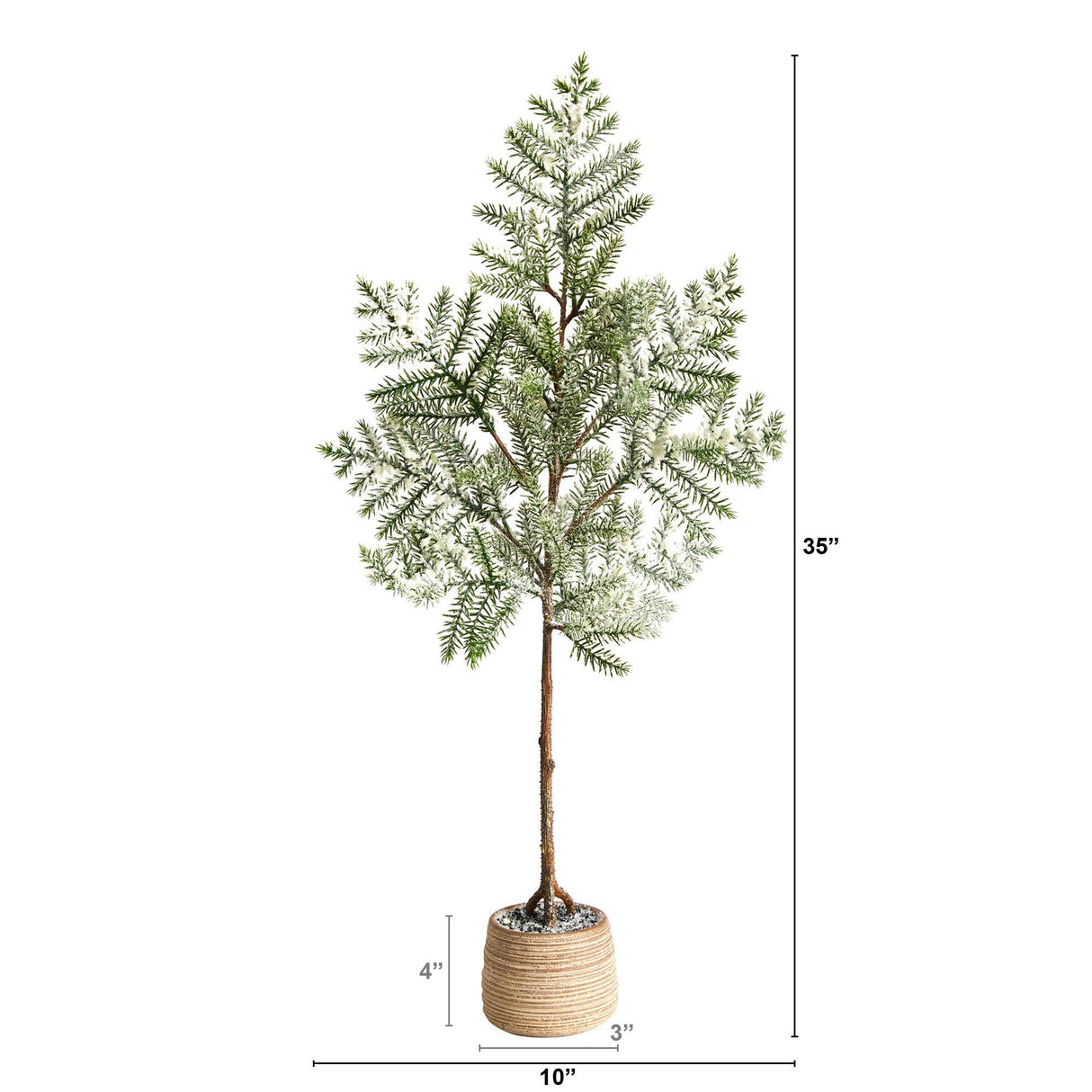 35'' Frosted Pine Artificial Christmas Tree in Decorative Planter-Christmas Tree-Parc Decor