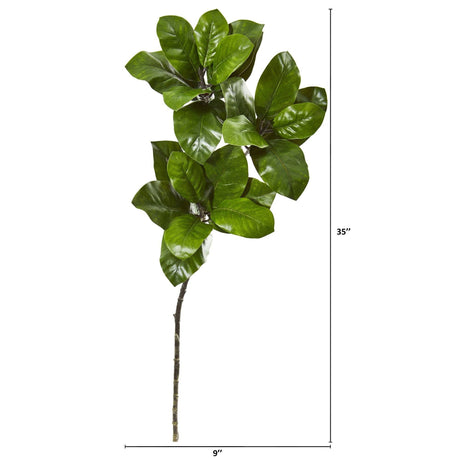 35” Magnolia Leaf Artificial Spray Plant (Set of 3)-Stem-Parc Decor
