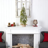 35” Snow Flocked Down Swept Holiday Artificial Christmas Tree in Burlap Base-Christmas Tree-Parc Decor