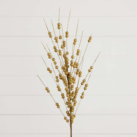36" Artificial Gold Berry Stem - Set of 3-Stem-Parc Decor