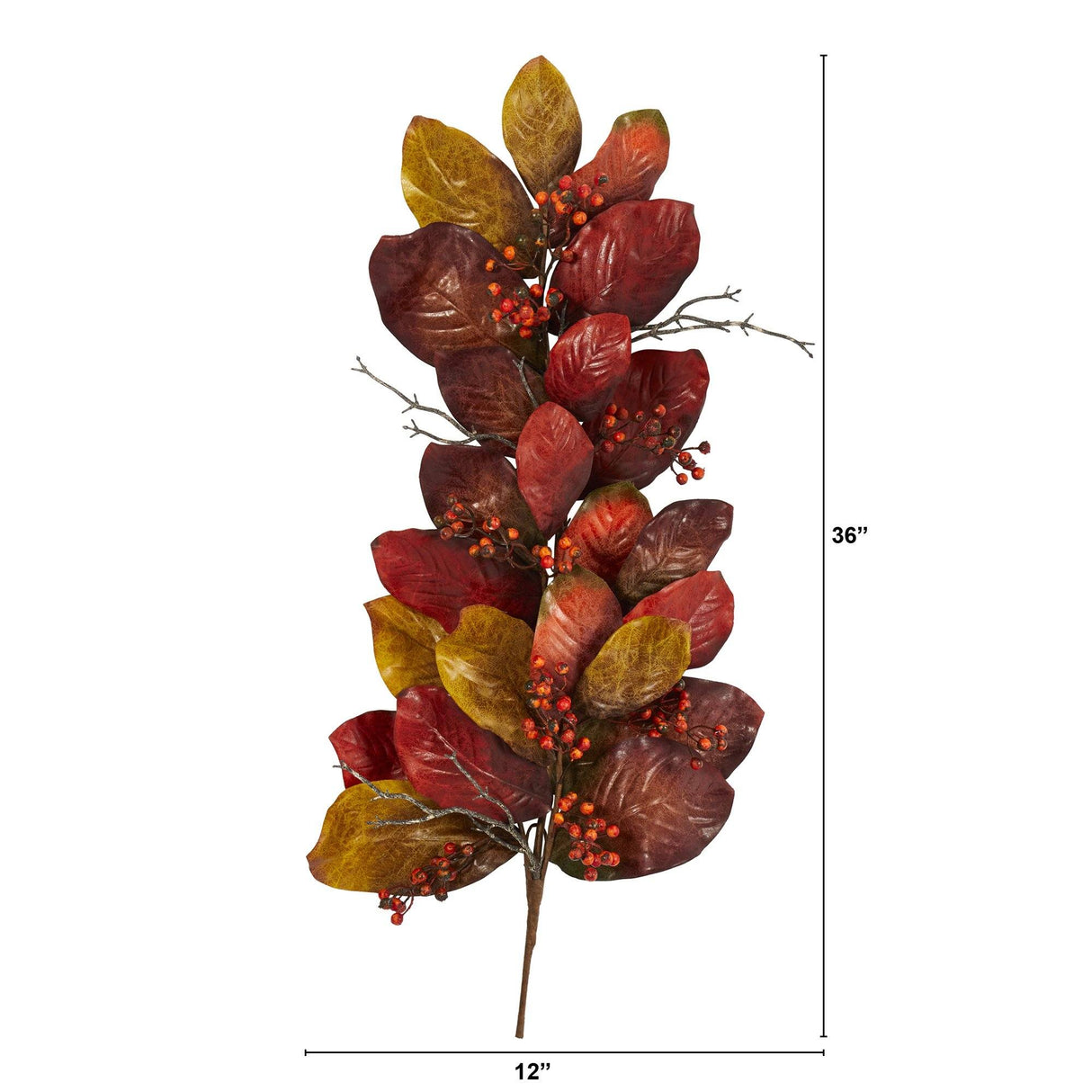 36” Autumn Magnolia Leaf with Berries Artificial Tear Drop-Teardrop-Parc Decor