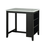 36" Modern Dining Table Set with 2 Stool, High Gloss Table Top, USB-A & USB-C Charging Ports