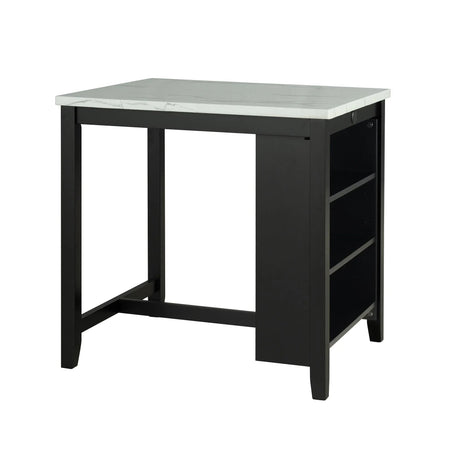 36" Modern Dining Table Set with 2 Stool, High Gloss Table Top, USB-A & USB-C Charging Ports