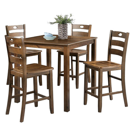 36"H Solid Rubberwood and Wood Veneer 5-Piece Counter Ht. Table Set-Parc Decor