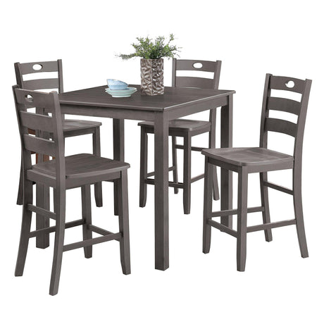 36"H Solid Rubberwood and Wood Veneer 5-Piece Counter Ht. Table Set-Parc Decor