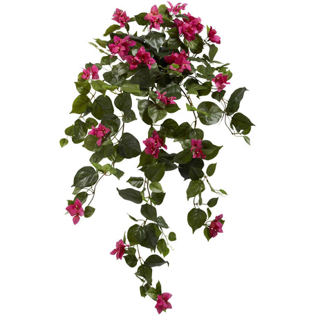 37” Bougainvillea Hanging Artificial Plant (Set of 2)-Parc Decor