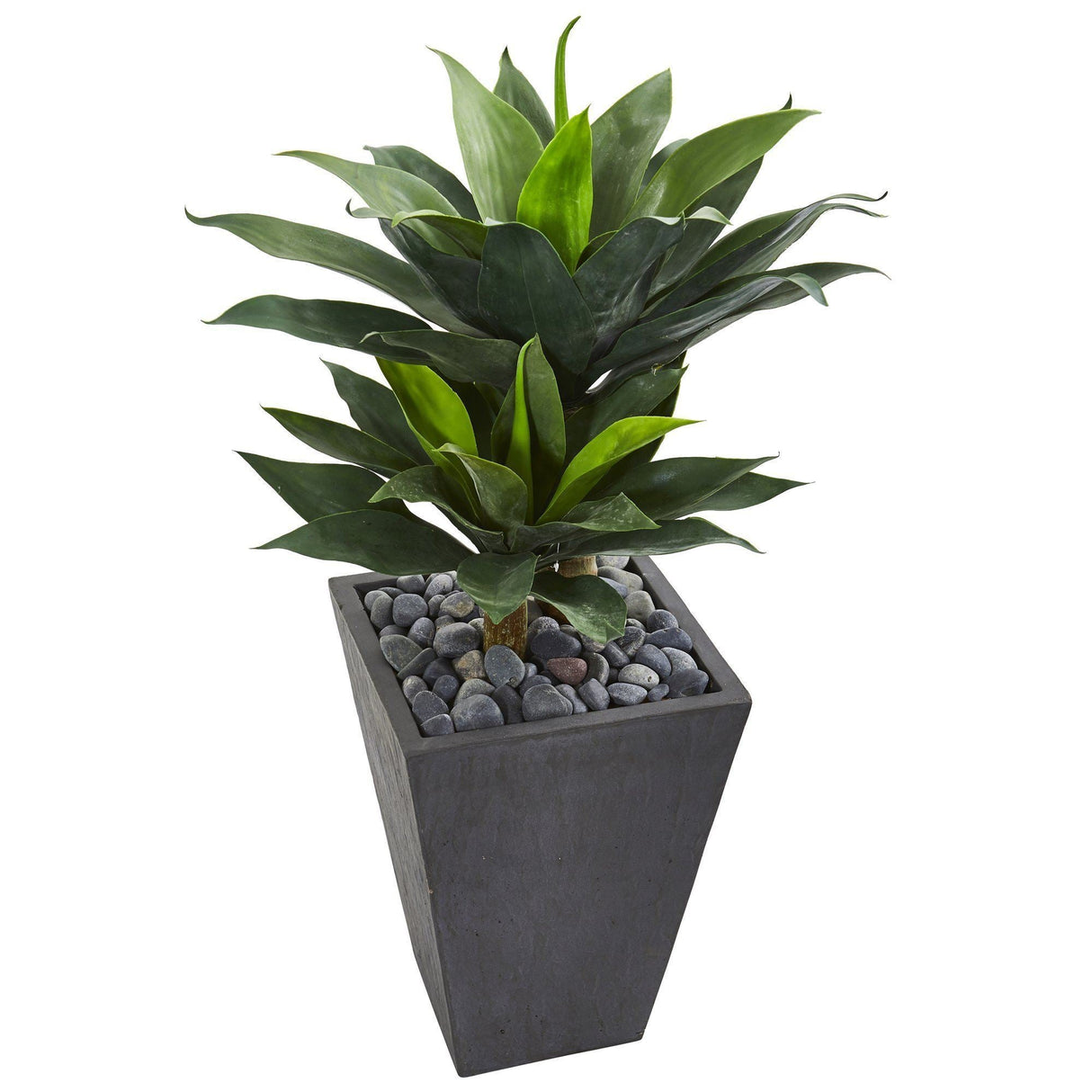 37” Double Agave Succulent Artificial Plant in Slate Planter-Parc Decor