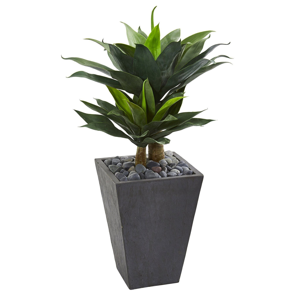 37” Double Agave Succulent Artificial Plant in Slate Planter-Parc Decor