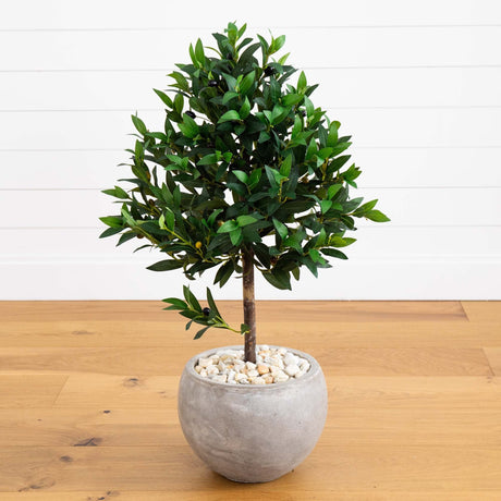 38” Olive Topiary Artificial Tree in Bowl Planter(Indoor/Outdoor)-Parc Decor