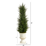 39” Cypress Artificial Tree in White Urn UV Resistant (Indoor/Outdoor)-Parc Decor