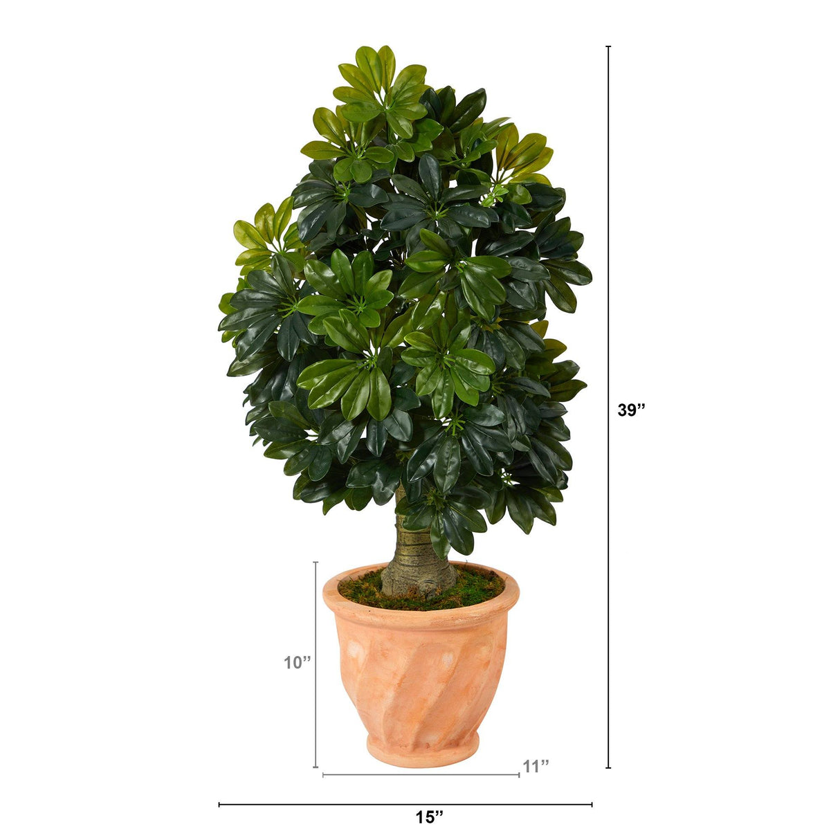 39” Schefflera Artificial Tree in Terra-Cotta Planter (Real Touch)-Parc Decor