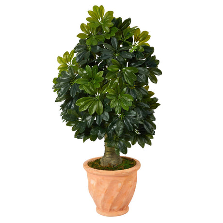 39” Schefflera Artificial Tree in Terra-Cotta Planter (Real Touch)-Parc Decor