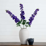 39" Artificial Delphinium Flower Stems- Set of 3-Stem-Parc Decor