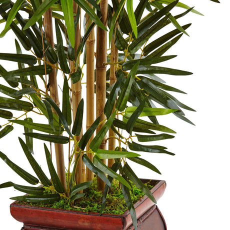 3.5’ Bamboo Tree in Wooden Decorative Planter-Parc Decor