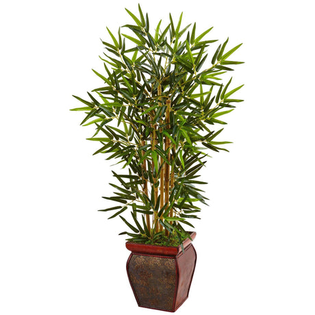 3.5’ Bamboo Tree in Wooden Decorative Planter-Parc Decor