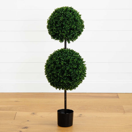 3.5’ Boxwood Double Ball Artificial Topiary Tree UV Resistant (Indoor/Outdoor)-Parc Decor