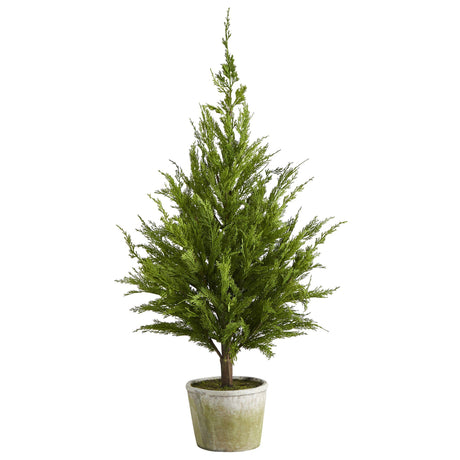 3.5’ Cedar Pine “Natural Look” Artificial Tree in Decorative Planter-Parc Decor