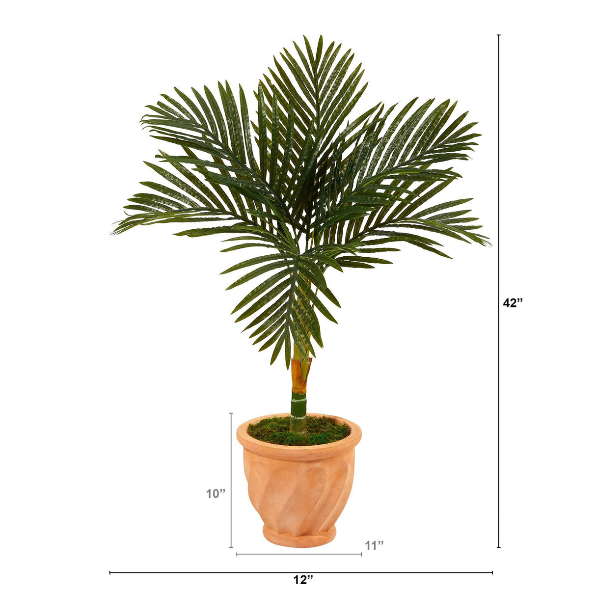 3.5’ Golden Cane Artificial Palm Tree in Terra-Cotta Planter-Parc Decor