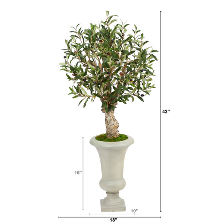 3.5’ Olive Artificial Tree in Sand Colored Urn-Parc Decor