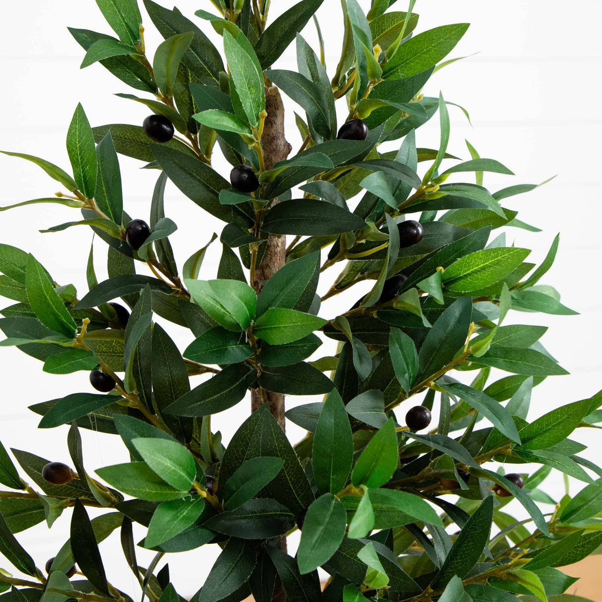 3.5’ Olive Cone Topiary Artificial Tree in White Planter (Indoor/Outdoor)-Parc Decor