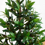 3.5’ Olive Cone Topiary Artificial Tree in White Planter (Indoor/Outdoor)-Parc Decor