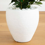 3.5’ Olive Cone Topiary Artificial Tree in White Planter (Indoor/Outdoor)-Parc Decor