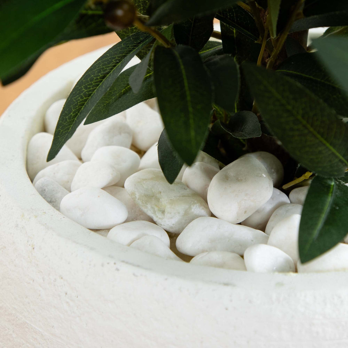 3.5’ Olive Cone Topiary Artificial Tree in White Planter (Indoor/Outdoor)-Parc Decor