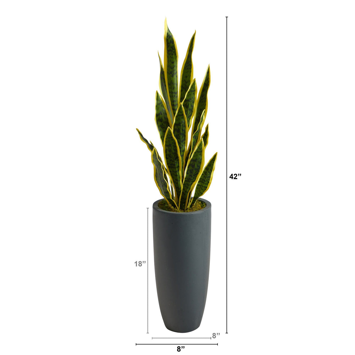 3.5’ Sansevieria Artificial Plant in Gray Planter-Parc Decor