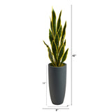 3.5’ Sansevieria Artificial Plant in Gray Planter-Parc Decor