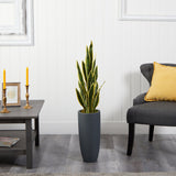 3.5’ Sansevieria Artificial Plant in Gray Planter-Parc Decor