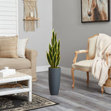 3.5’ Sansevieria Artificial Plant in Gray Planter-Parc Decor