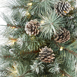 3.5’ Frosted Tip British Columbia Mountain Pine Artificial Christmas Tree with 50 Clear Lights, Pine Cones and 112 Bendable Branches in Metal Planter-Christmas Tree-Parc Decor