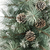 3.5’ Frosted Tip British Columbia Mountain Pine Artificial Christmas Tree with 50 Clear Lights, Pine Cones and 112 Bendable Branches in Metal Planter-Christmas Tree-Parc Decor